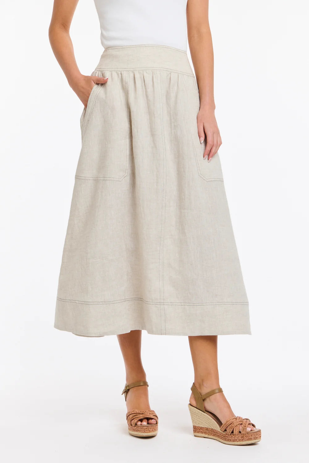 Marion Cotton Skirt in Natural by 365 Days