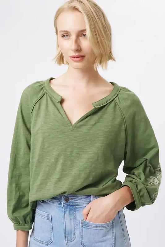 Kimberley Top in Moss Green by Kireina
