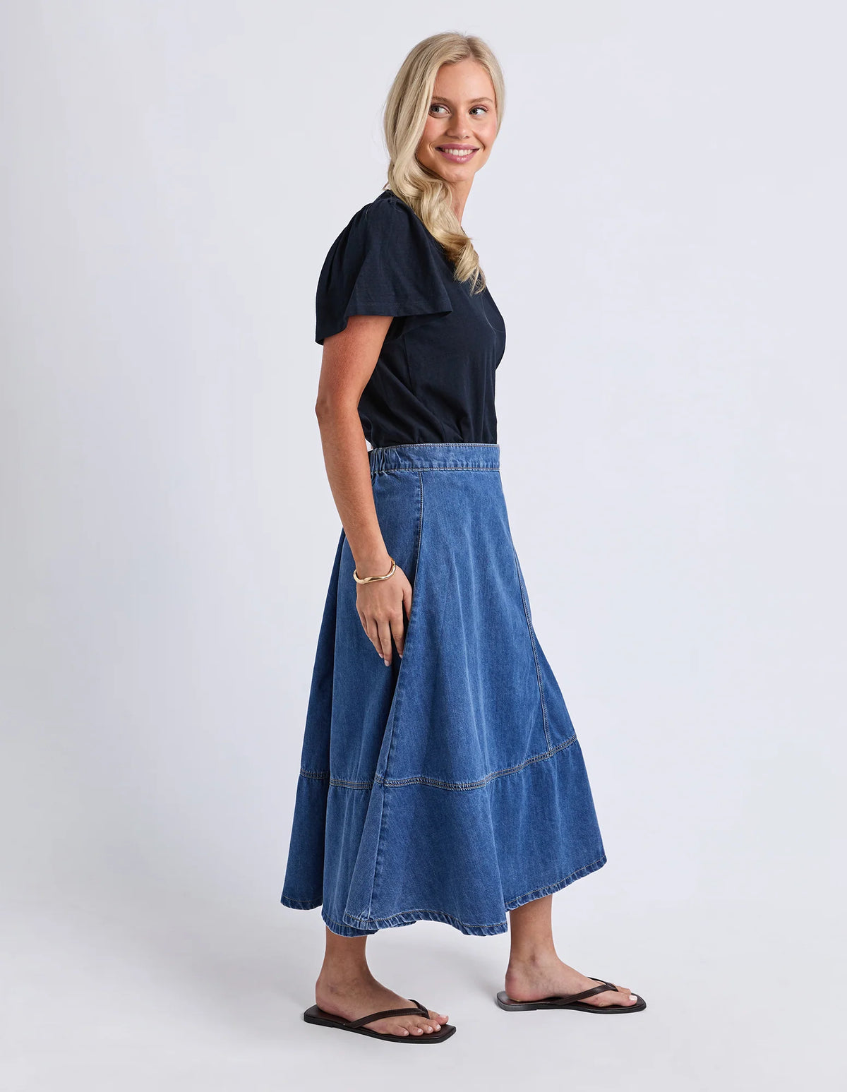 Estelle Denim Skirt in Mid Blue by Elm