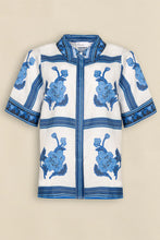 Load image into Gallery viewer, Pixel Top in Azure Collage by Zoe Kratzmann