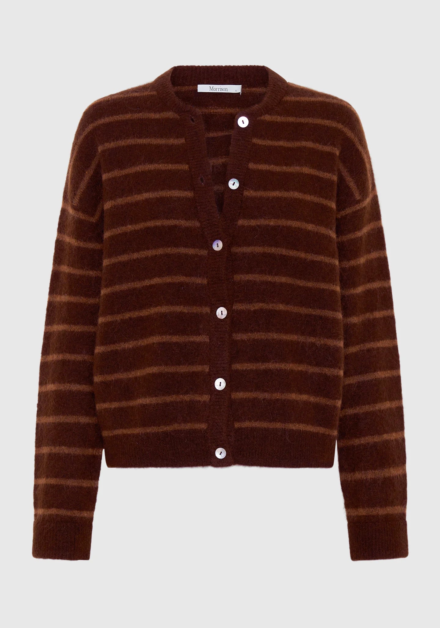 Albi Knit Cardigan in Toffee Stripe by Morrison