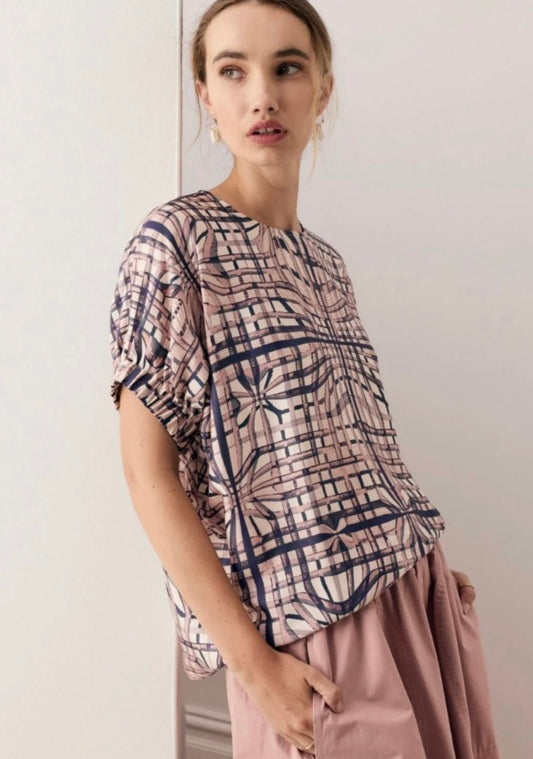 Lattice Top in Pink Check by POL