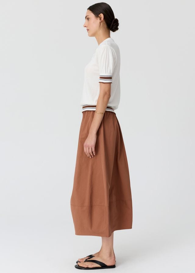 Dahlia Knit Polo in White/Toffee by POL