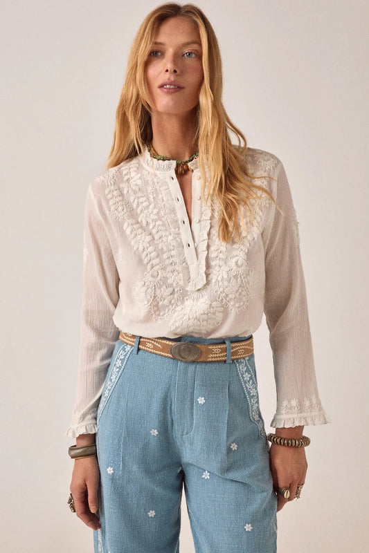 Gabriela Blouse in Bilbao Framboise by Maison Hotel