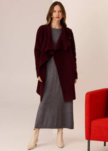 Load image into Gallery viewer, Wyatt Boiled Merino Draped Coat in Merlot by Pol