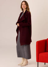 Load image into Gallery viewer, Wyatt Boiled Merino Draped Coat in Merlot by Pol