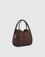 Load image into Gallery viewer, Steffie Suedette Mini Tote Bag in Chocolate by Louenhide