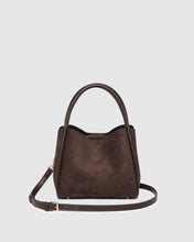 Load image into Gallery viewer, Steffie Suedette Mini Tote Bag in Chocolate by Louenhide