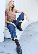 Load image into Gallery viewer, Sable Stripe Knit Tee in Choc/Blue by POL