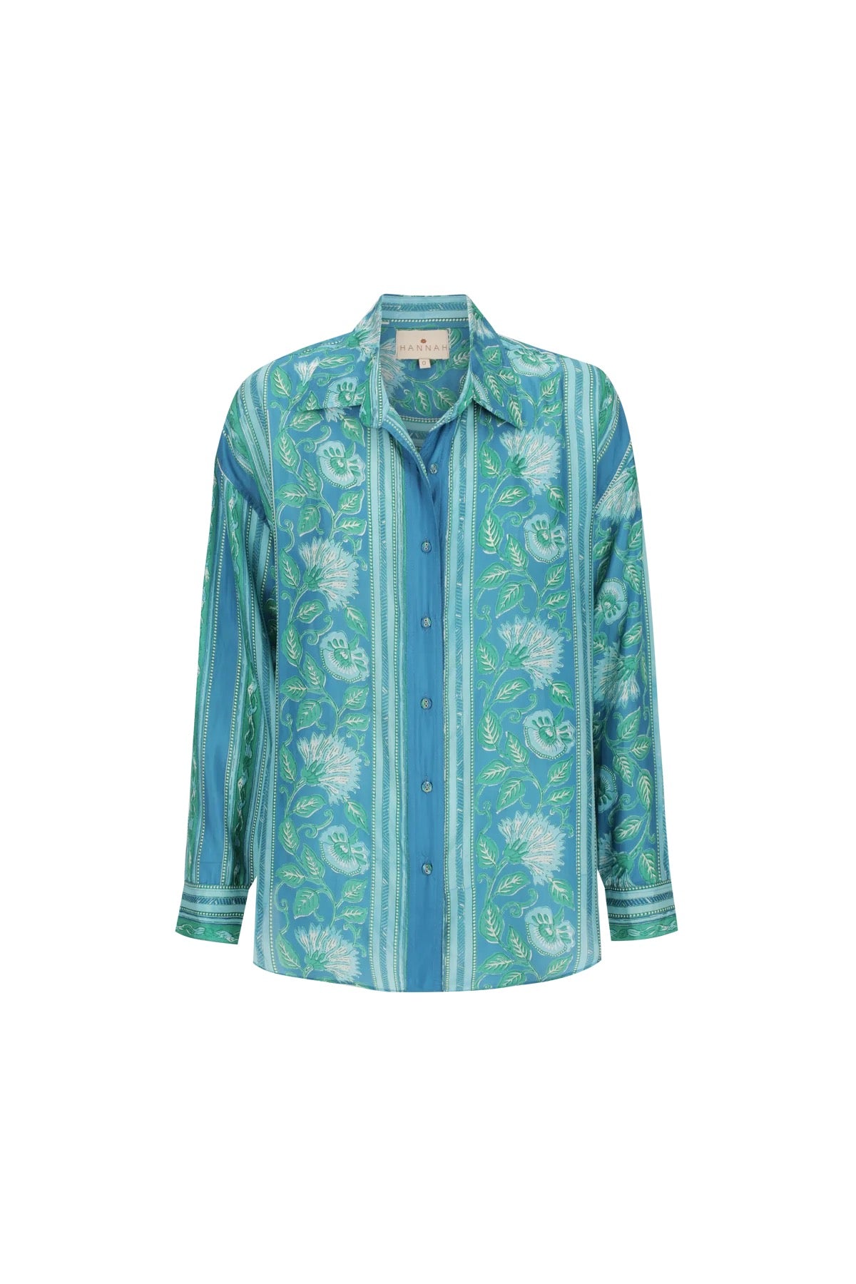 Stevie Oversized Shirt in Spring Daisy Dark Blue by Hannah Artwear