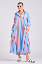 Load image into Gallery viewer, Luna Long Line Oversized Shirt Dress in Nautical Stripe by Shirty