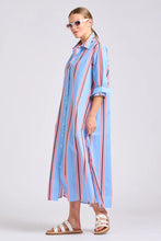 Load image into Gallery viewer, Luna Long Line Oversized Shirt Dress in Nautical Stripe by Shirty