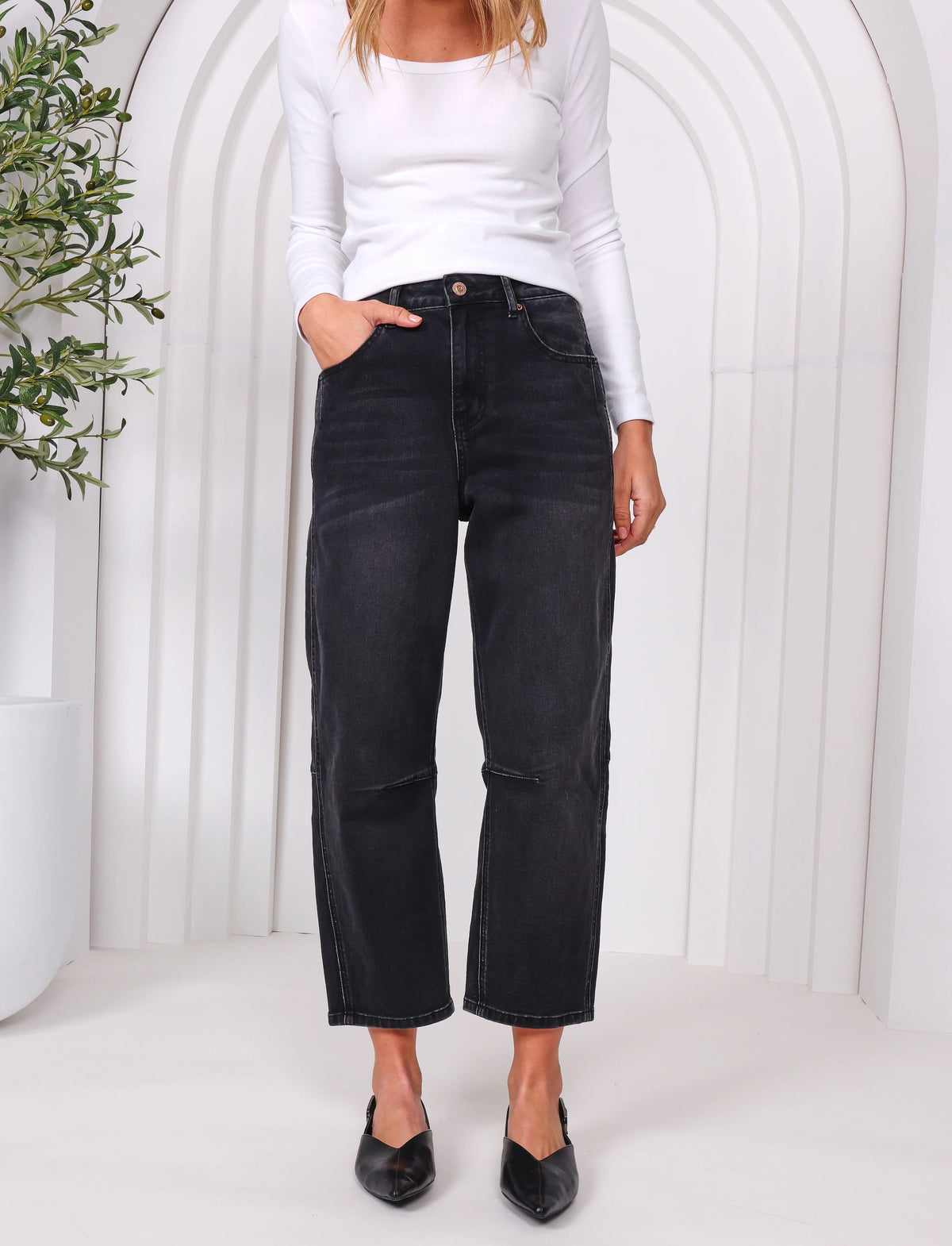 Toni Barrel Jean in Black by Monaco Jeans