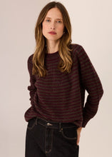 Load image into Gallery viewer, Carmel Stripe Knit Choc/Merlot in by POL