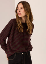 Load image into Gallery viewer, Carmel Stripe Knit Choc/Merlot in by POL