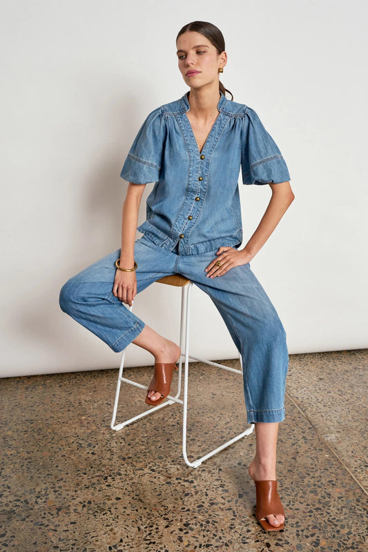 Ascend Pant in Mid Wash Denim by Zoe Kratzmann