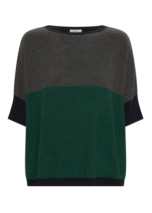 Reed Textured Stripe Tee in Green Multi by POL