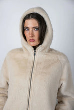 Load image into Gallery viewer, Caribou Hooded Faux Fur Coat in Beige by Angel Wings