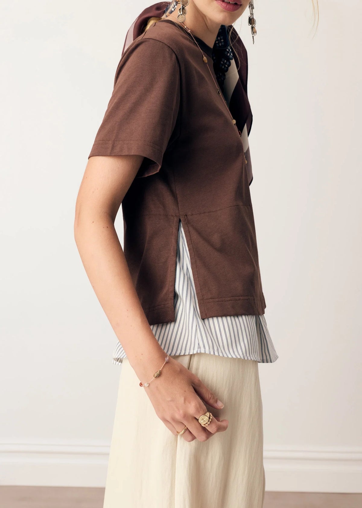 Mirel Multimedia Tee in Choc by POL
