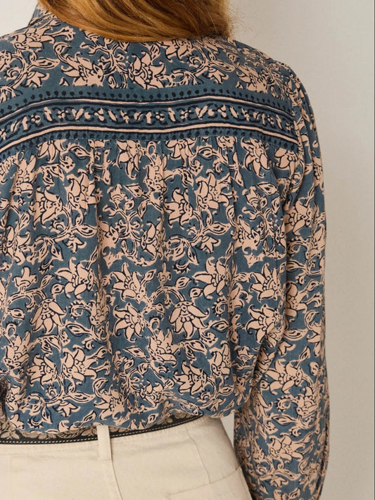 Stella Blouse in Lion Blue by Maison Hotel