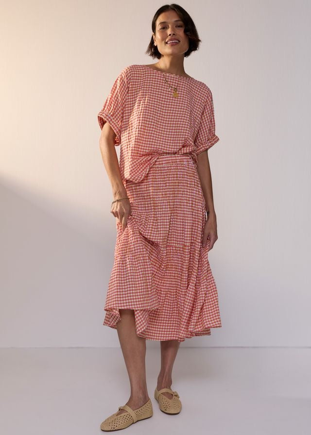 Mira Top in Pink Gingham by POL