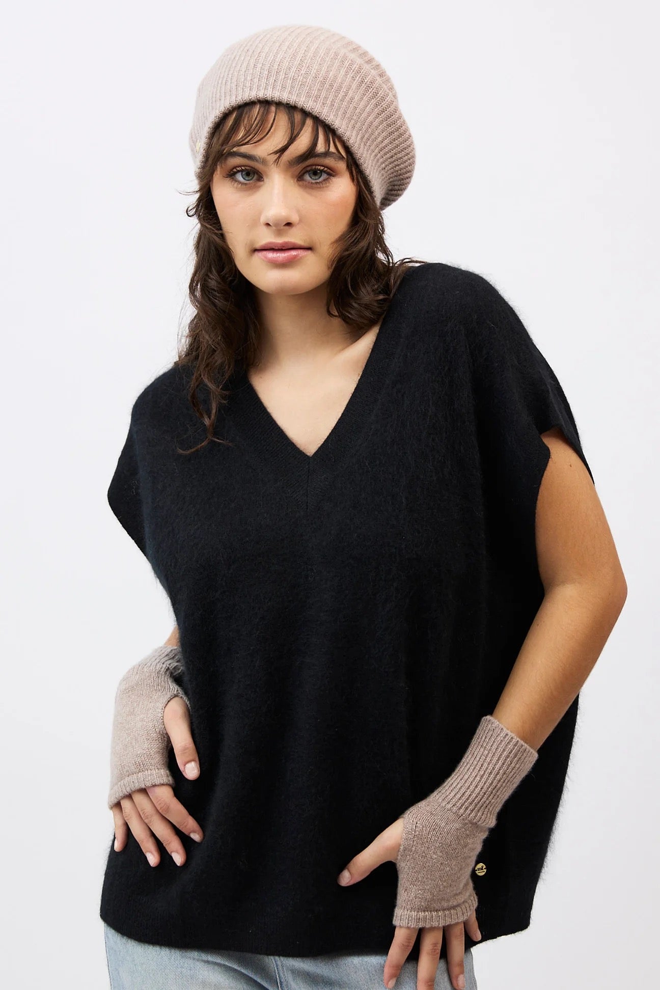 Pure Cashmere Ribbed Beanie by Mia Fratino