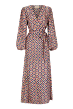 Load image into Gallery viewer, Luna Maxi Wrap Dress in Talavera Indigo by Hannah Artwear