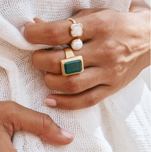 Load image into Gallery viewer, Green Agate Deco Cocktail Ring by Fairley