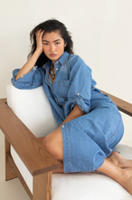 Load image into Gallery viewer, Denim Shirtdress in Mid Blue by HUT
