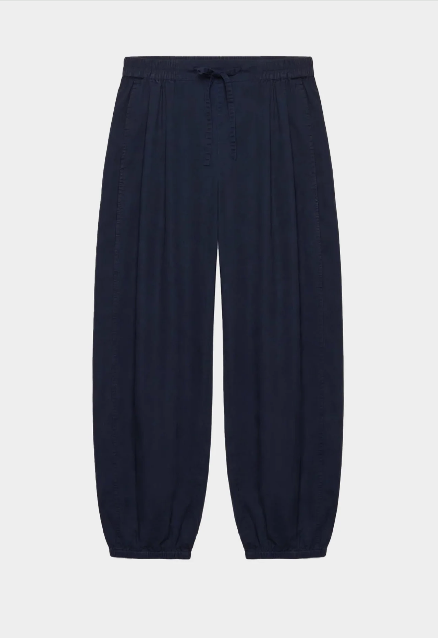 Cotton Barrel Leg Pant in Navy by HUT