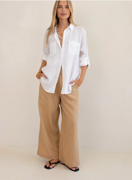 Marcus Linen Pant in Tan by Hut Tan