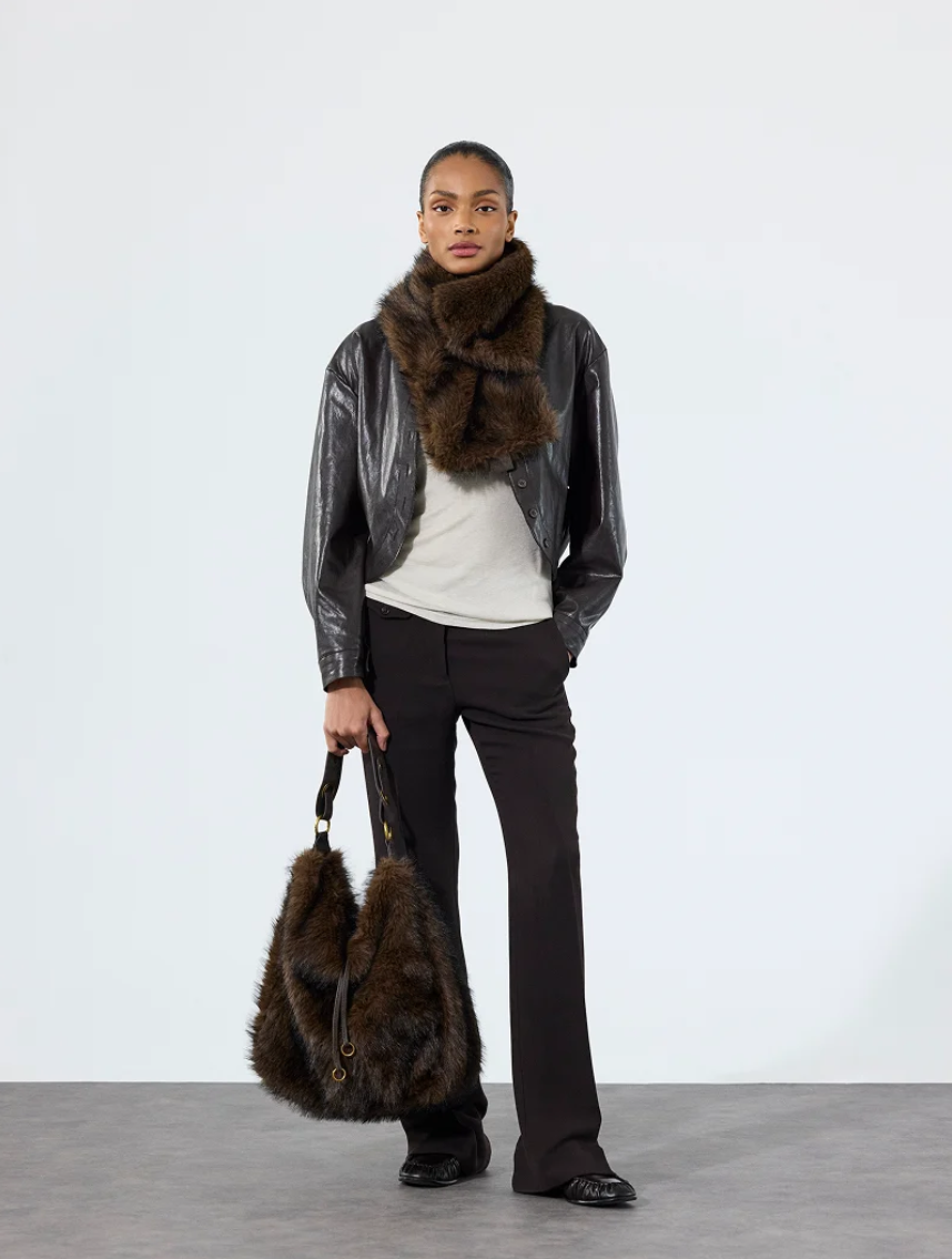 Tilda Fur Bag by Nat & Nin Maroon