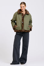 Load image into Gallery viewer, Short Faux Fur Reversible Jacket in Leopard/Khaki by Shirty