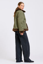 Load image into Gallery viewer, Short Faux Fur Reversible Jacket in Leopard/Khaki by Shirty
