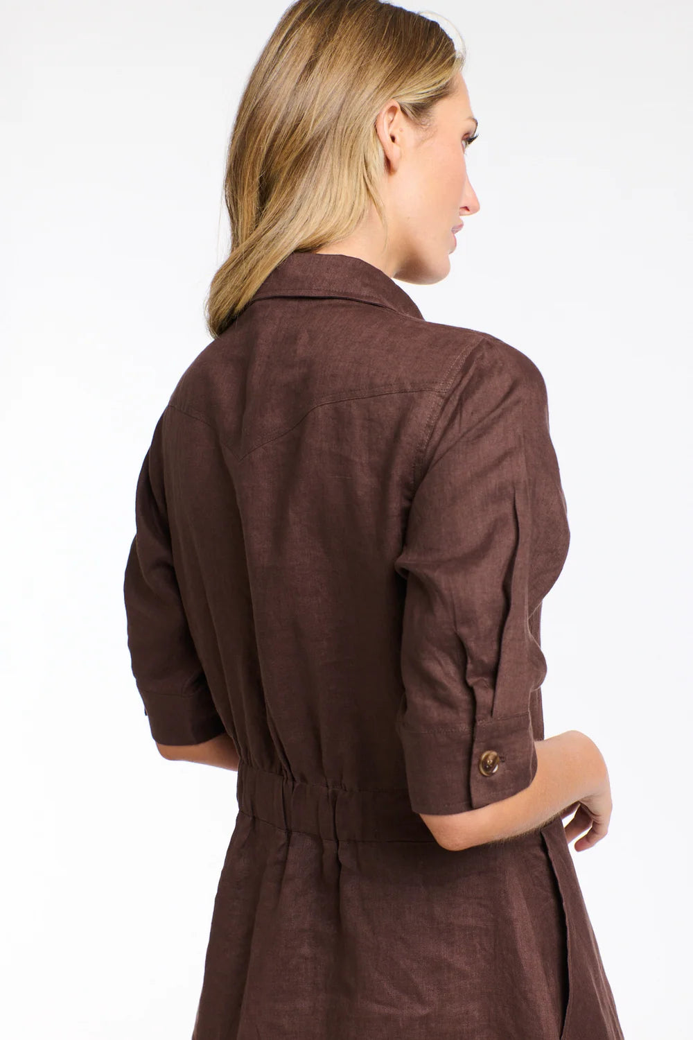 Georgia Linen Dress in Chocolate by 365 Days