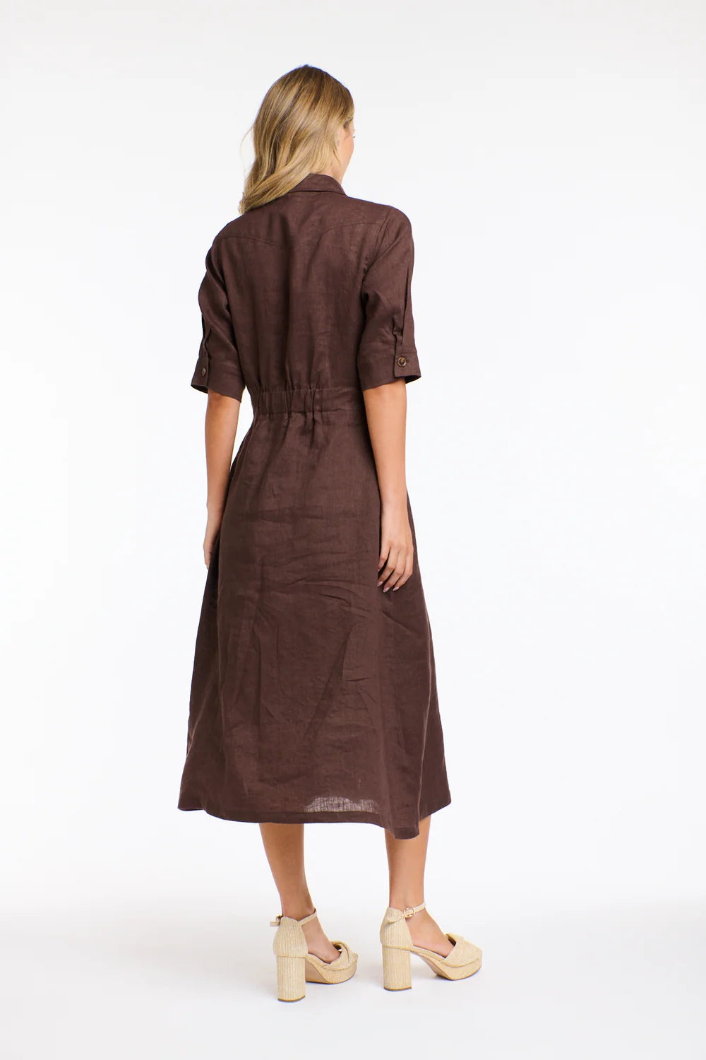 Georgia Linen Dress in Chocolate by 365 Days