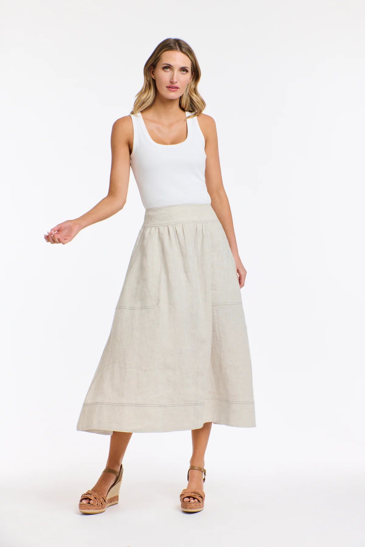 Marion Cotton Skirt in Natural by 365 Days