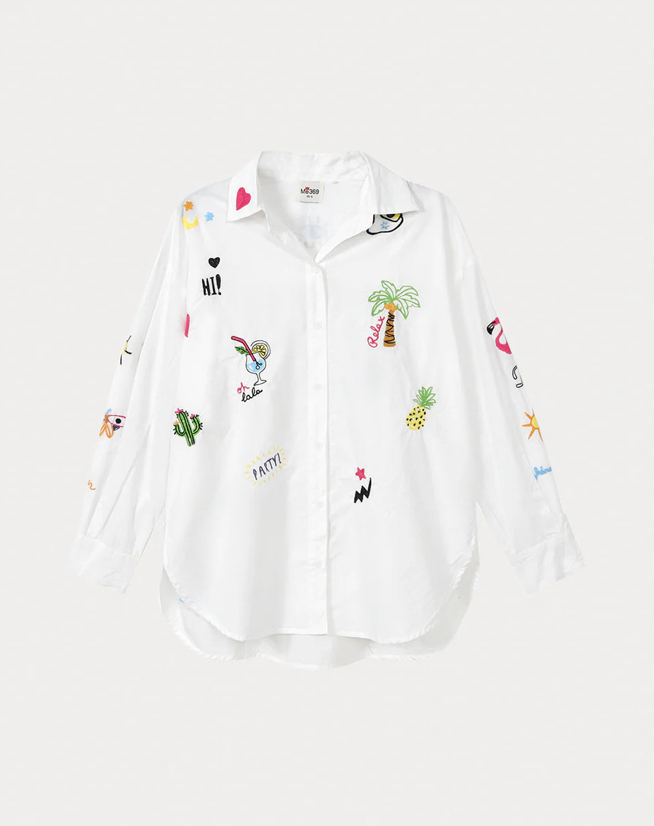 Madison White Oversized Embroidered Shirt