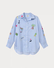 Load image into Gallery viewer, Madison Blue Striped Oversized Embroidered Shirt
