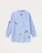 Load image into Gallery viewer, Madison Blue Striped Oversized Embroidered Shirt
