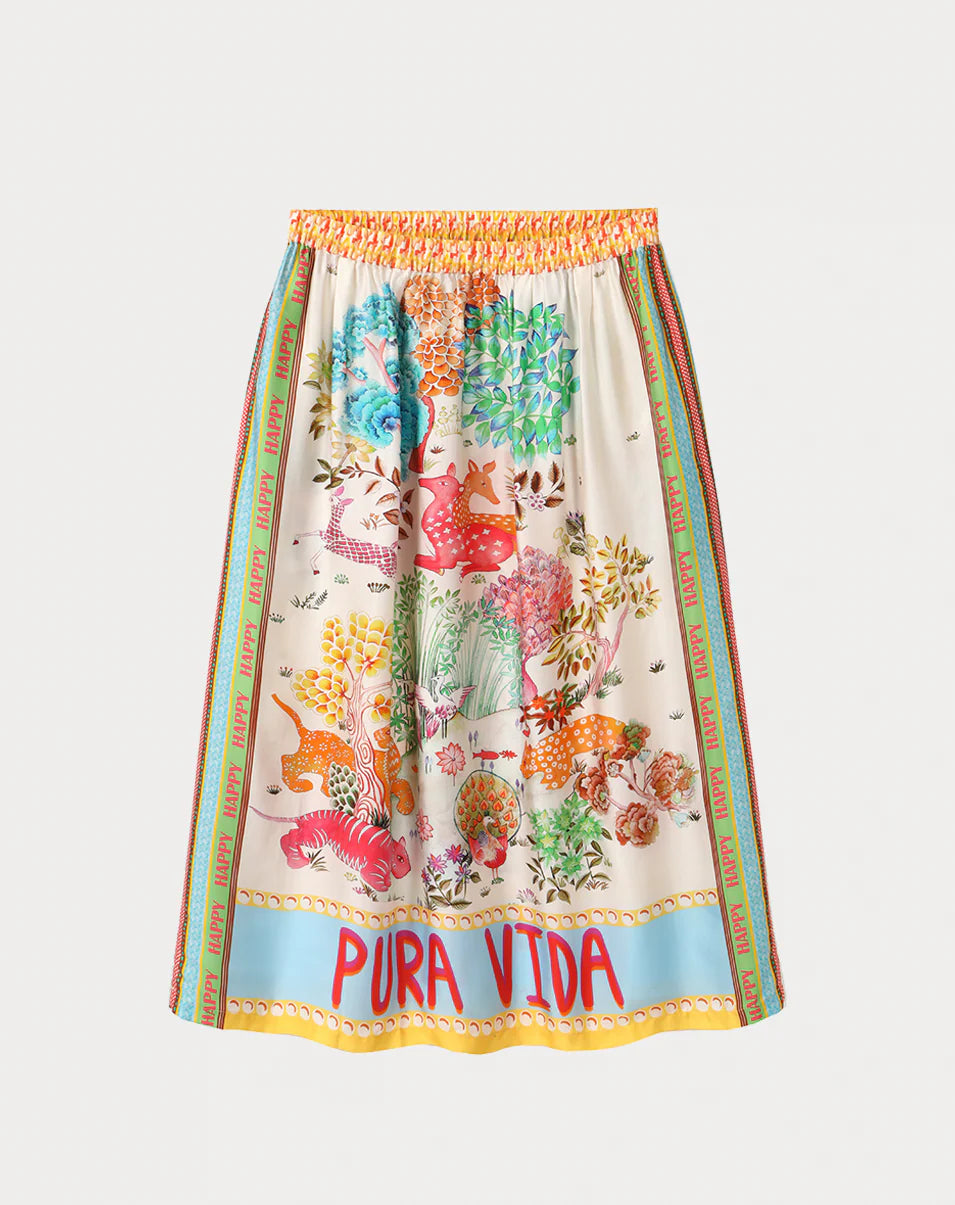 Vanessa Pura Vida Midi Print Skirt by Me369