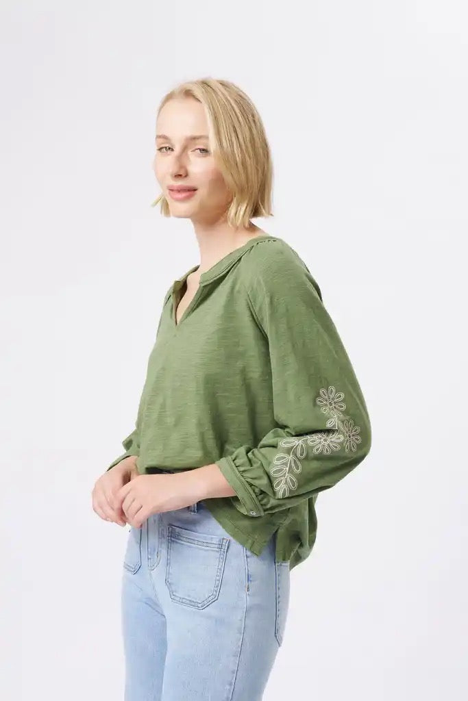 Kimberley Top in Moss Green by Kireina