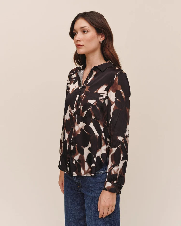 Round Hem Button Down Shirt in Shadow Floral by Bella Dahl