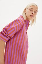 Load image into Gallery viewer, Chiara Classic Stripe Shirt in Fuchsia/Rust by LMND
