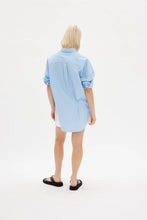 Load image into Gallery viewer, Chiara Mid Length Stripe Shirt in Lagoon/White by LMND
