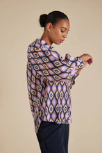 Load image into Gallery viewer, Soho Cotton Silk Shirt in Navy Concerto Print by Alessandra
