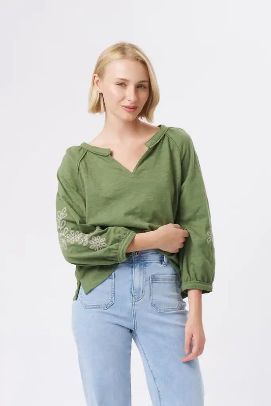 Kimberley Top in Moss Green by Kireina