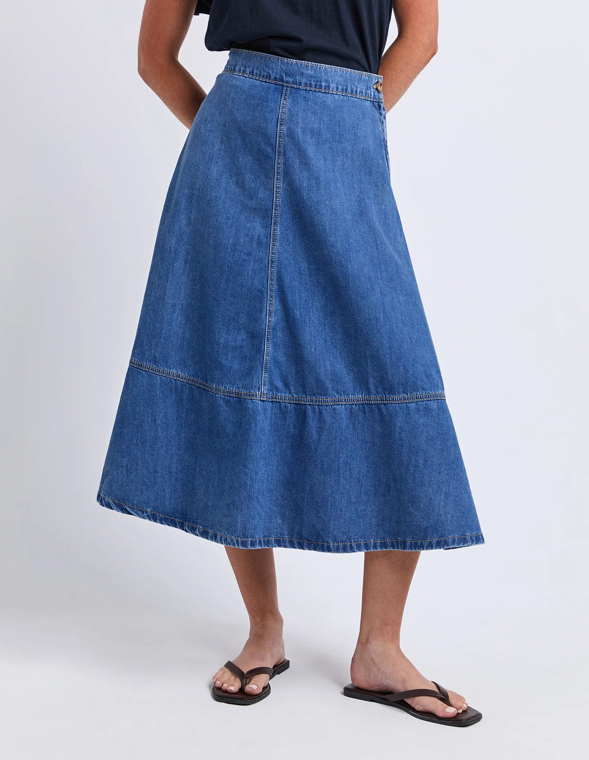 Estelle Denim Skirt in Mid Blue by Elm