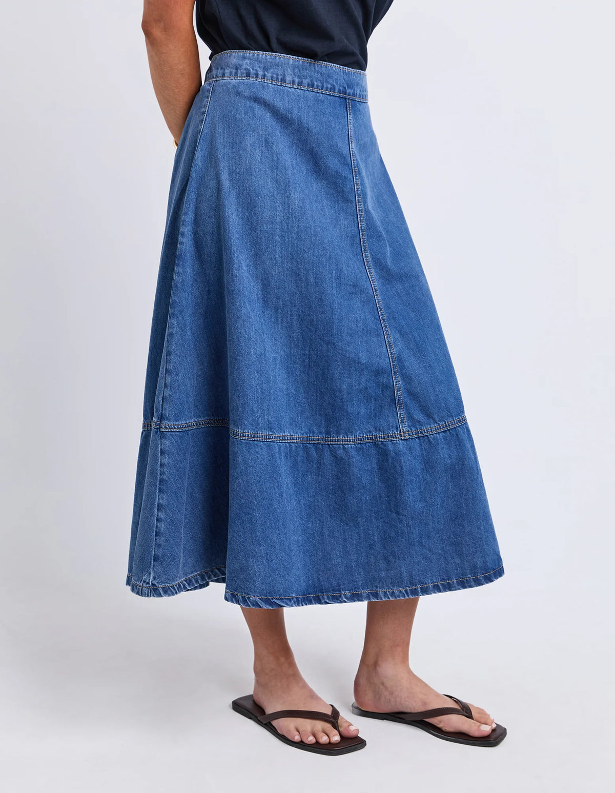 Estelle Denim Skirt in Mid Blue by Elm