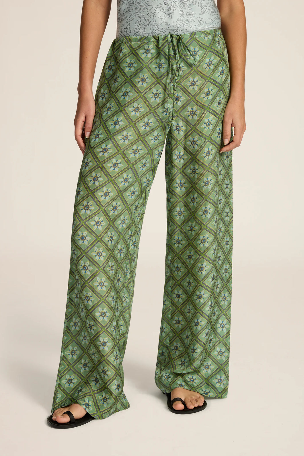 Azra Pant in Talavera Emerald by Hannah Artwear